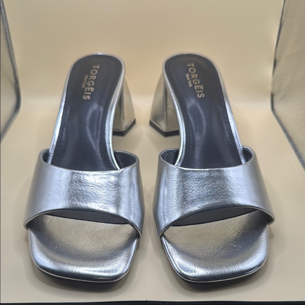 Women's Silver Slide Sandals